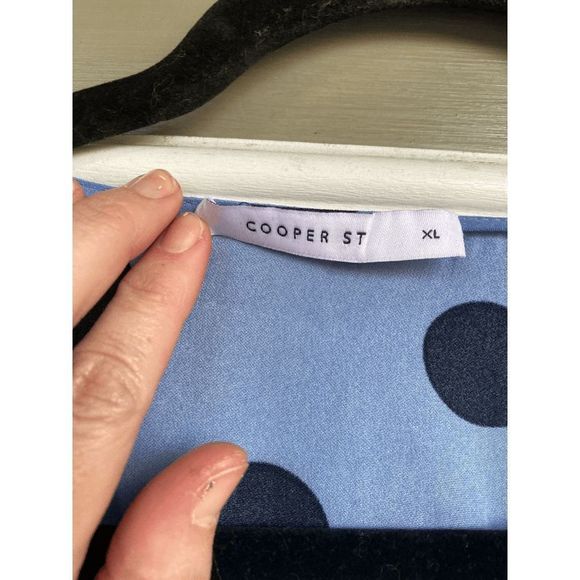 Cooper St Polka Dot Long Sleeve Frill Midi Blue Dress w/Ruffle Hem, Size XL - Picture 4 of 8